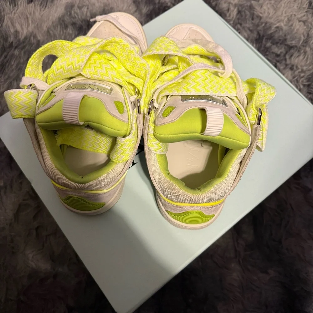 Authentic Lanvin Cream and Neon Yellow Women's Sneakers - Picture 8 of 10